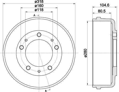 HELLA 8DT 355 300-451 - Спирачен барабан vvparts.bg