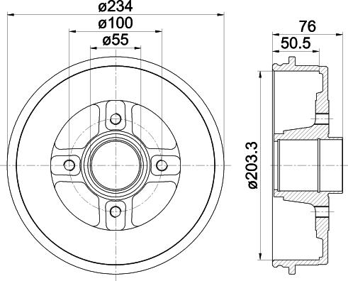 HELLA 8DT 355 300-641 - Спирачен барабан vvparts.bg