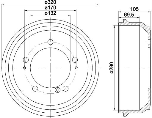 HELLA 8DT 355 300-631 - Спирачен барабан vvparts.bg