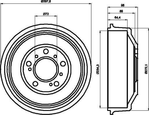 HELLA 8DT 355 300-061 - Спирачен барабан vvparts.bg