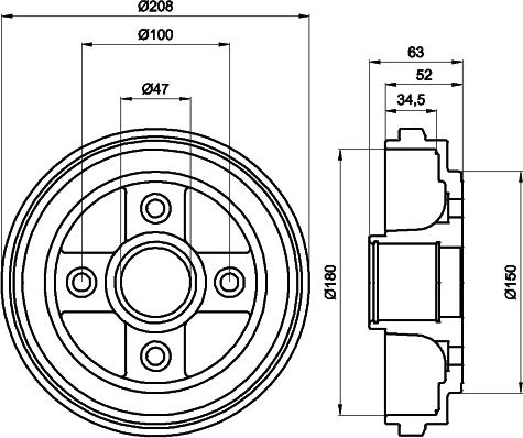 HELLA 8DT 355 300-381 - Спирачен барабан vvparts.bg