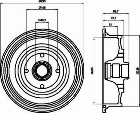 HELLA 8DT 355 301-601 - Спирачен барабан vvparts.bg