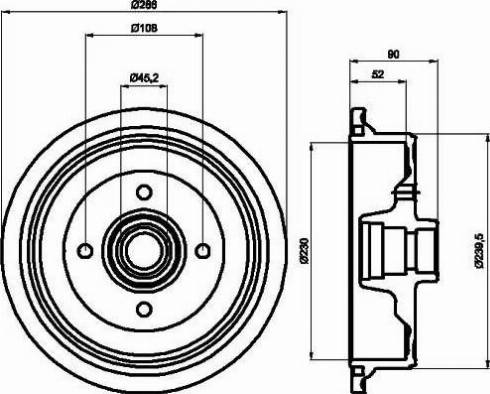 HELLA 8DT 355 301-681 - Спирачен барабан vvparts.bg