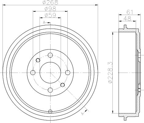 HELLA 8DT 355 301-091 - Спирачен барабан vvparts.bg