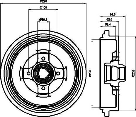 HELLA 8DT 355 301-711 - Спирачен барабан vvparts.bg