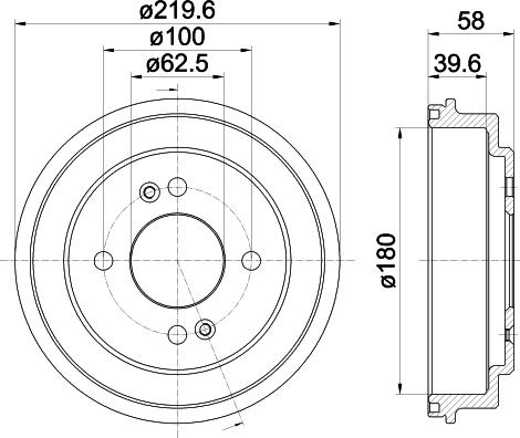 HELLA 8DT 355 303-031 - Спирачен барабан vvparts.bg