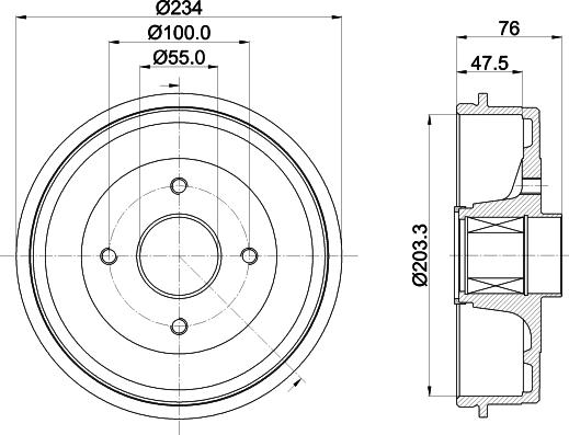 HELLA 8DT 355 303-321 - Спирачен барабан vvparts.bg