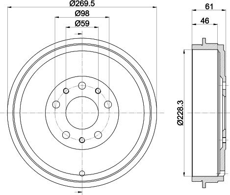 HELLA 8DT 355 303-211 - Спирачен барабан vvparts.bg