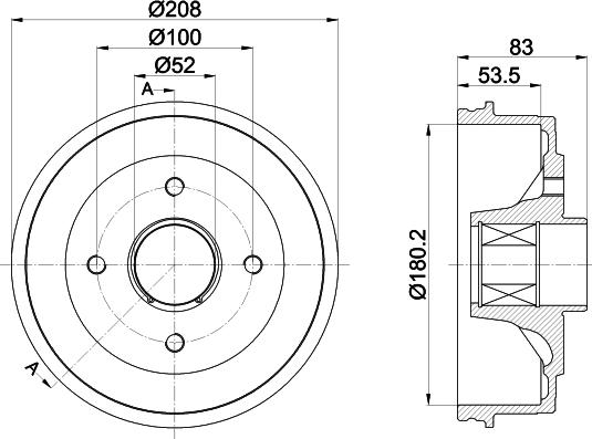 HELLA 8DT 355 302-801 - Спирачен барабан vvparts.bg