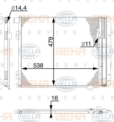 HELLA 8FC 351 029-374 - Кондензатор, климатизация vvparts.bg