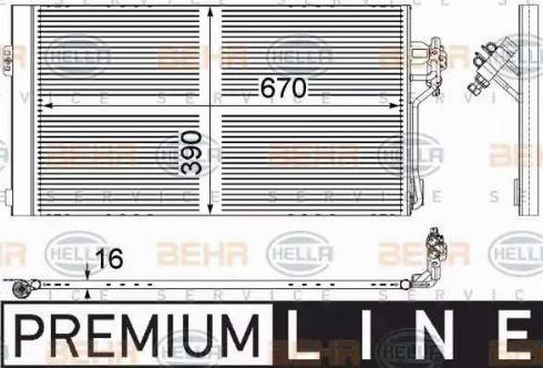 HELLA 8FC 351 343-011 - Кондензатор, климатизация vvparts.bg