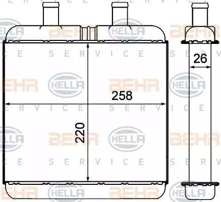 HELLA 8FH 351 000-591 - Топлообменник, отопление на вътрешното пространство vvparts.bg