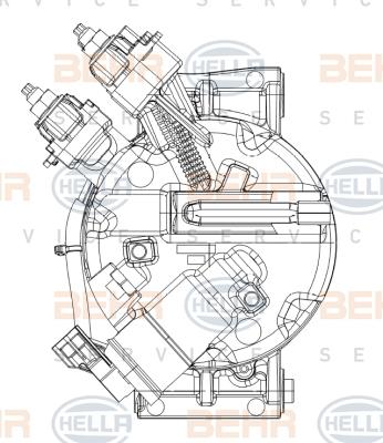 HELLA 8FK 351 006-311 - Компресор, климатизация vvparts.bg