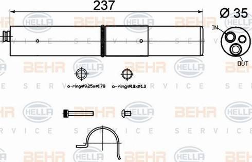 HELLA 8FT 351 200-264 - Изсушител, климатизация vvparts.bg