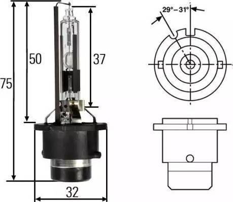 HELLA 8GS 007 001-121 - Крушка с нагреваема жичка vvparts.bg