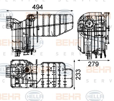 HELLA 8MA 376 705-464 - Разширителен съд, охладителна течност vvparts.bg