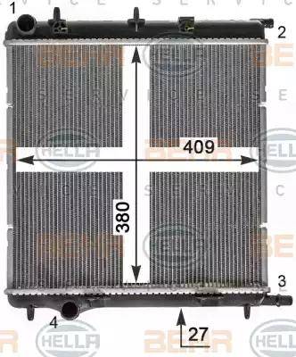 HELLA 8MK 376 900-041 - Радиатор, охлаждане на двигателя vvparts.bg