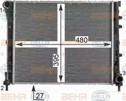 HELLA 8MK 376 900-174 - Радиатор, охлаждане на двигателя vvparts.bg