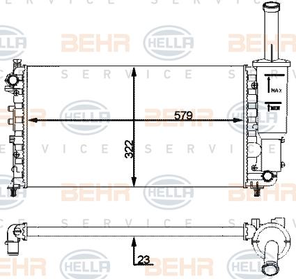 HELLA 8MK 376 901-081 - Радиатор, охлаждане на двигателя vvparts.bg