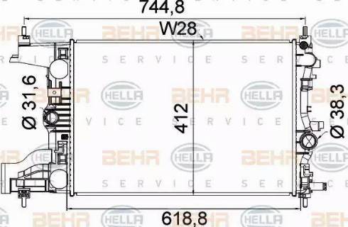 HELLA 8MK 376 910-241 - Радиатор, охлаждане на двигателя vvparts.bg