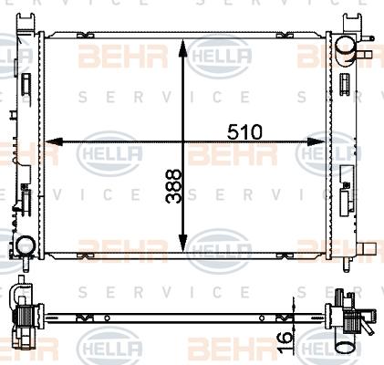 HELLA 8MK 376 912-244 - Радиатор, охлаждане на двигателя vvparts.bg