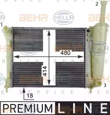 HELLA 8MK 376 790-051 - Радиатор, охлаждане на двигателя vvparts.bg