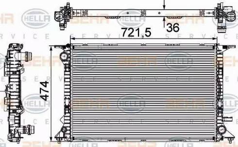 HELLA 8MK 376 745-644 - Радиатор, охлаждане на двигателя vvparts.bg