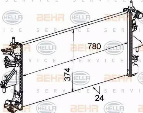 HELLA 8MK 376 745-104 - Радиатор, охлаждане на двигателя vvparts.bg