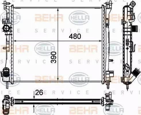 HELLA 8MK 376 748-751 - Радиатор, охлаждане на двигателя vvparts.bg