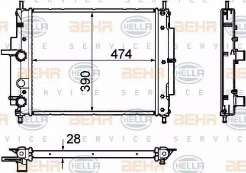 HELLA 8MK 376 754-411 - Радиатор, охлаждане на двигателя vvparts.bg