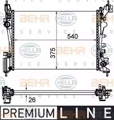 HELLA 8MK 376 754-571 - Радиатор, охлаждане на двигателя vvparts.bg