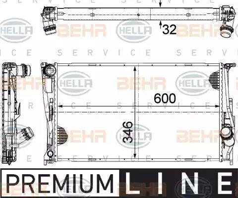 HELLA 8MK 376 754-001 - Радиатор, охлаждане на двигателя vvparts.bg