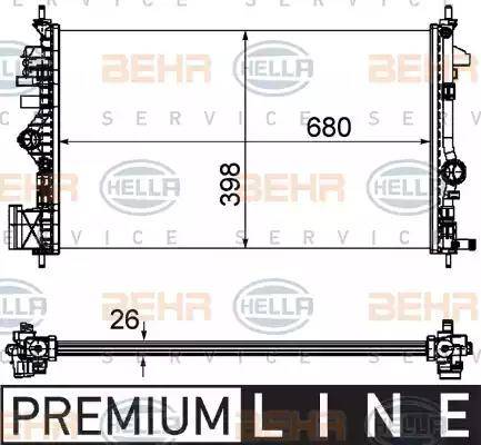 HELLA 8MK 376 754-351 - Радиатор, охлаждане на двигателя vvparts.bg