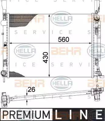 HELLA 8MK 376 755-501 - Радиатор, охлаждане на двигателя vvparts.bg