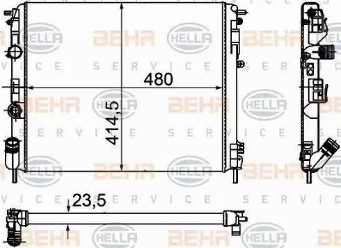 HELLA 8MK 376 755-341 - Радиатор, охлаждане на двигателя vvparts.bg