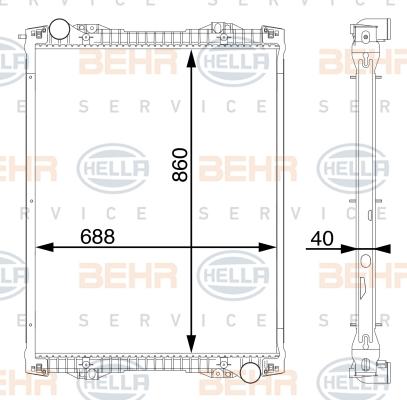 HELLA 8MK 376 756-174 - Радиатор, охлаждане на двигателя vvparts.bg