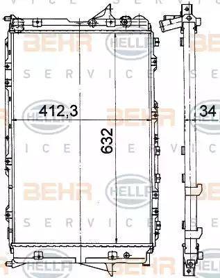 HELLA 8MK 376 765-161 - Радиатор, охлаждане на двигателя vvparts.bg