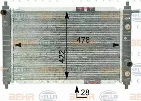 HELLA 8MK 376 762-511 - Радиатор, охлаждане на двигателя vvparts.bg