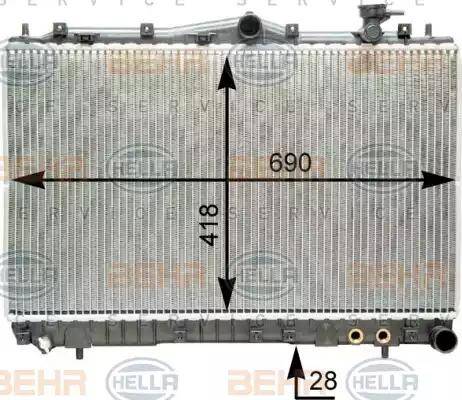 HELLA 8MK 376 762-211 - Радиатор, охлаждане на двигателя vvparts.bg