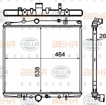 HELLA 8MK 376 767-111 - Радиатор, охлаждане на двигателя vvparts.bg