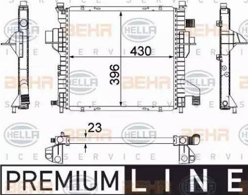 HELLA 8MK 376 706-541 - Радиатор, охлаждане на двигателя vvparts.bg