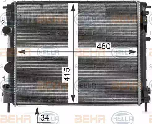 HELLA 8MK 376 700-571 - Радиатор, охлаждане на двигателя vvparts.bg