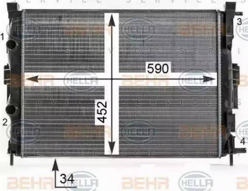 HELLA 8MK 376 700-681 - Радиатор, охлаждане на двигателя vvparts.bg