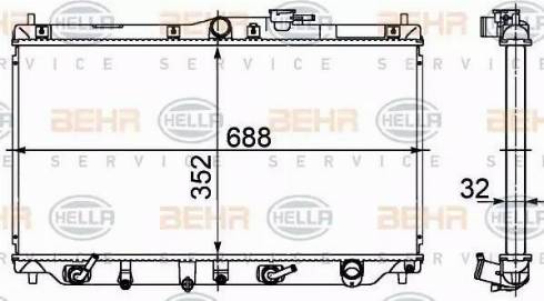 HELLA 8MK 376 708-311 - Радиатор, охлаждане на двигателя vvparts.bg