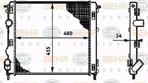 HELLA 8MK 376 719-681 - Радиатор, охлаждане на двигателя vvparts.bg