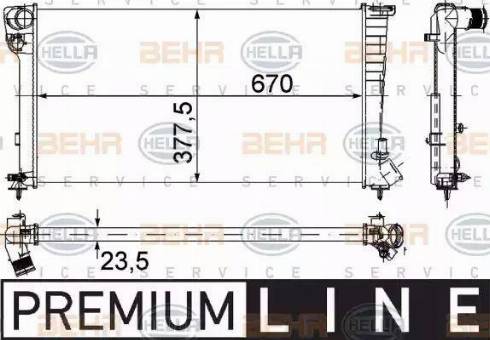 HELLA 8MK 376 715-521 - Радиатор, охлаждане на двигателя vvparts.bg