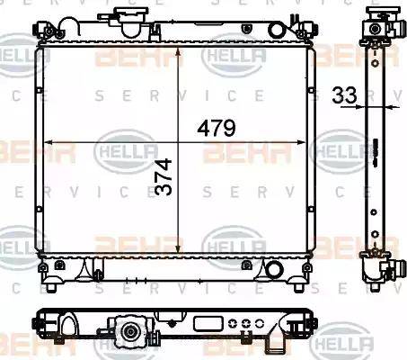 HELLA 8MK 376 716-411 - Радиатор, охлаждане на двигателя vvparts.bg