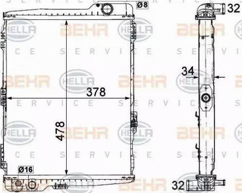 HELLA 8MK 376 711-274 - Радиатор, охлаждане на двигателя vvparts.bg