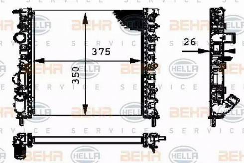 HELLA 8MK 376 712-634 - Радиатор, охлаждане на двигателя vvparts.bg