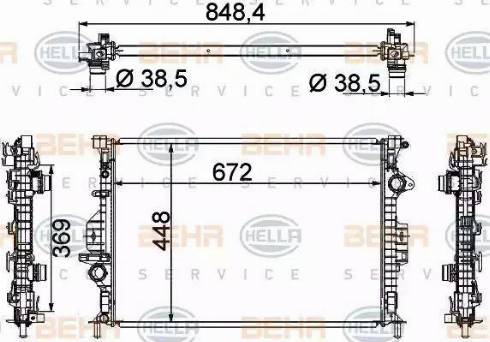 HELLA 8MK 376 787-121 - Радиатор, охлаждане на двигателя vvparts.bg